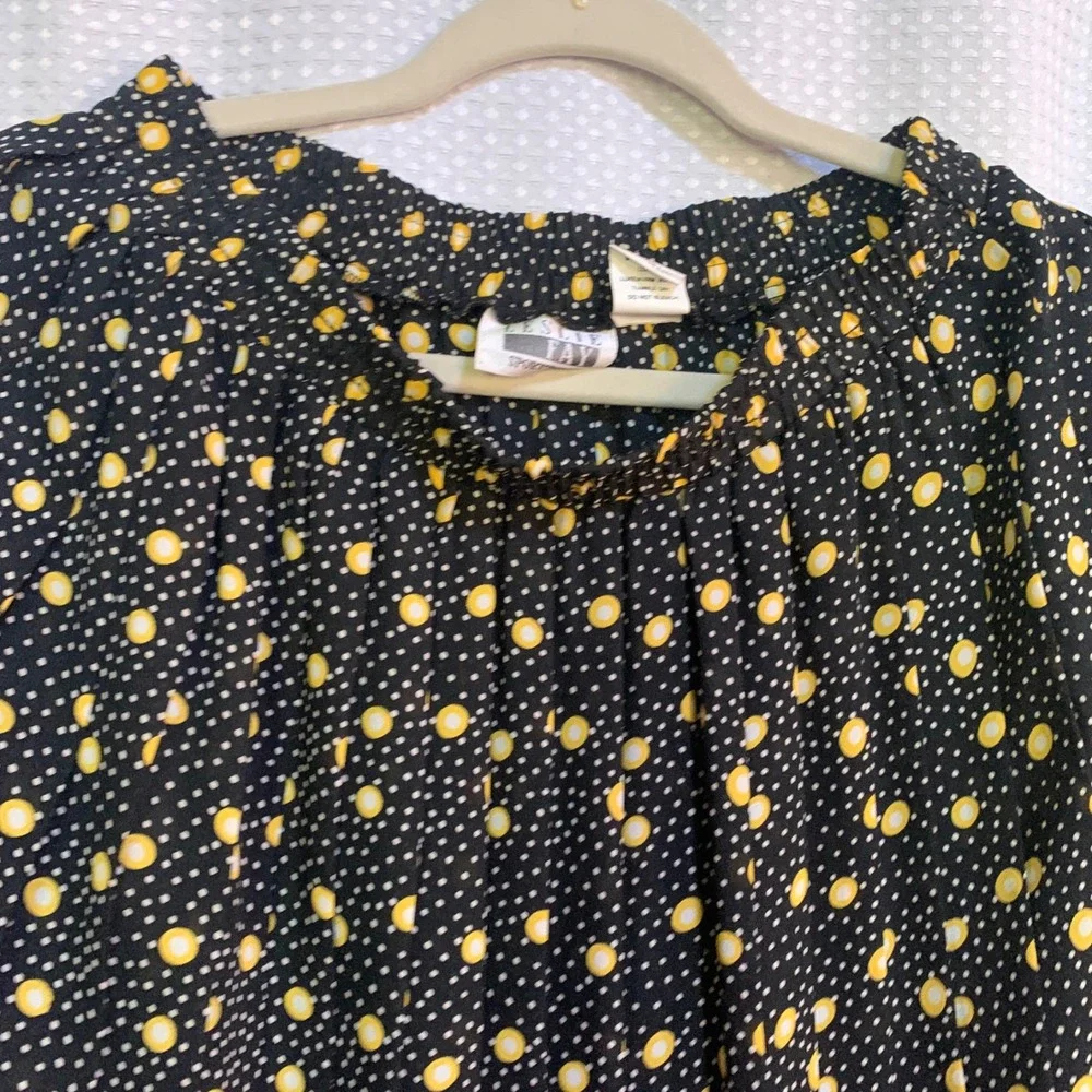 Lesley Fay Sportswear women 10-12 skirt set black yellow dots 1990s granny - Picture 6 of 9